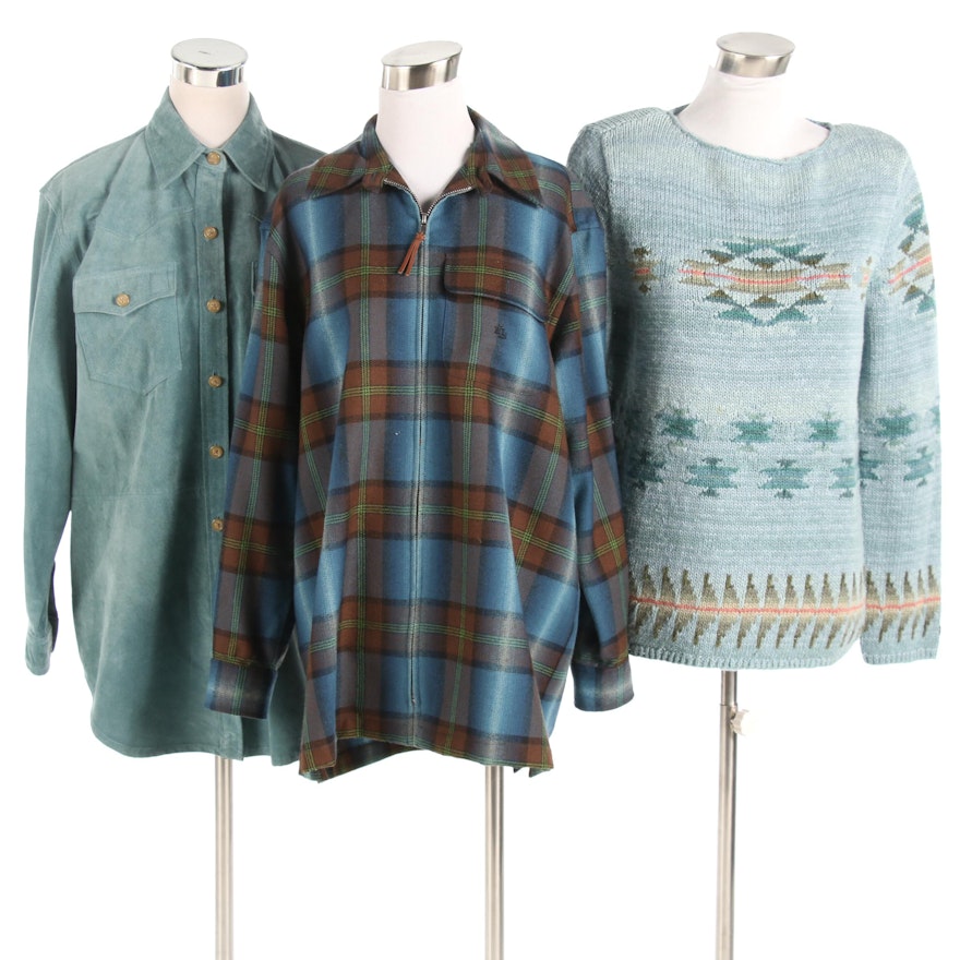 Lauren Ralph Lauren Knit Sweater, Plaid and Suede Jackets