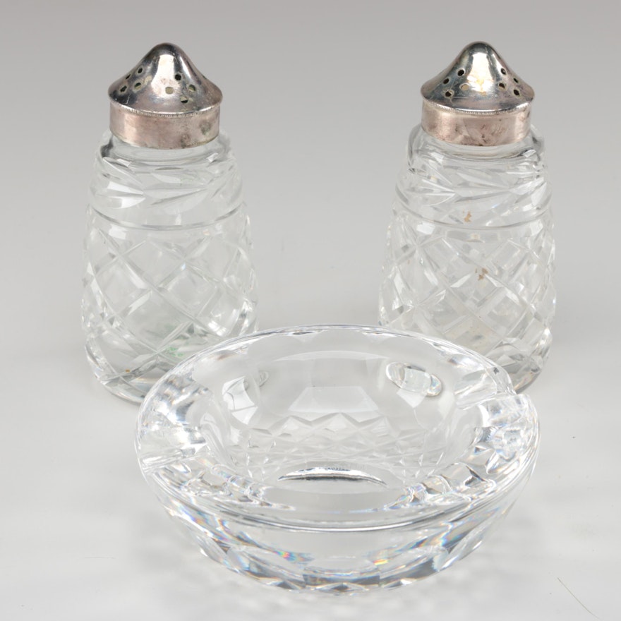 Waterford Crystal "Colleen" Ashtray with "Glandore" Salt and Pepper Shakers