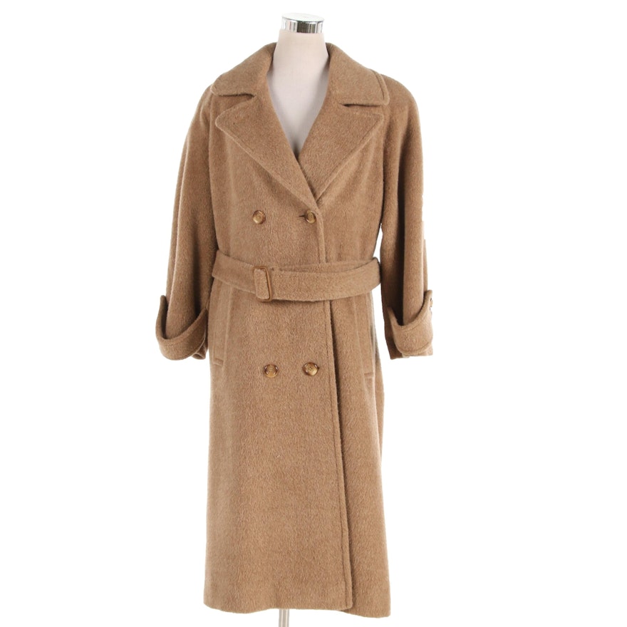 Paul Levy Designs Tan Wool Double-Breasted Coat with Belt
