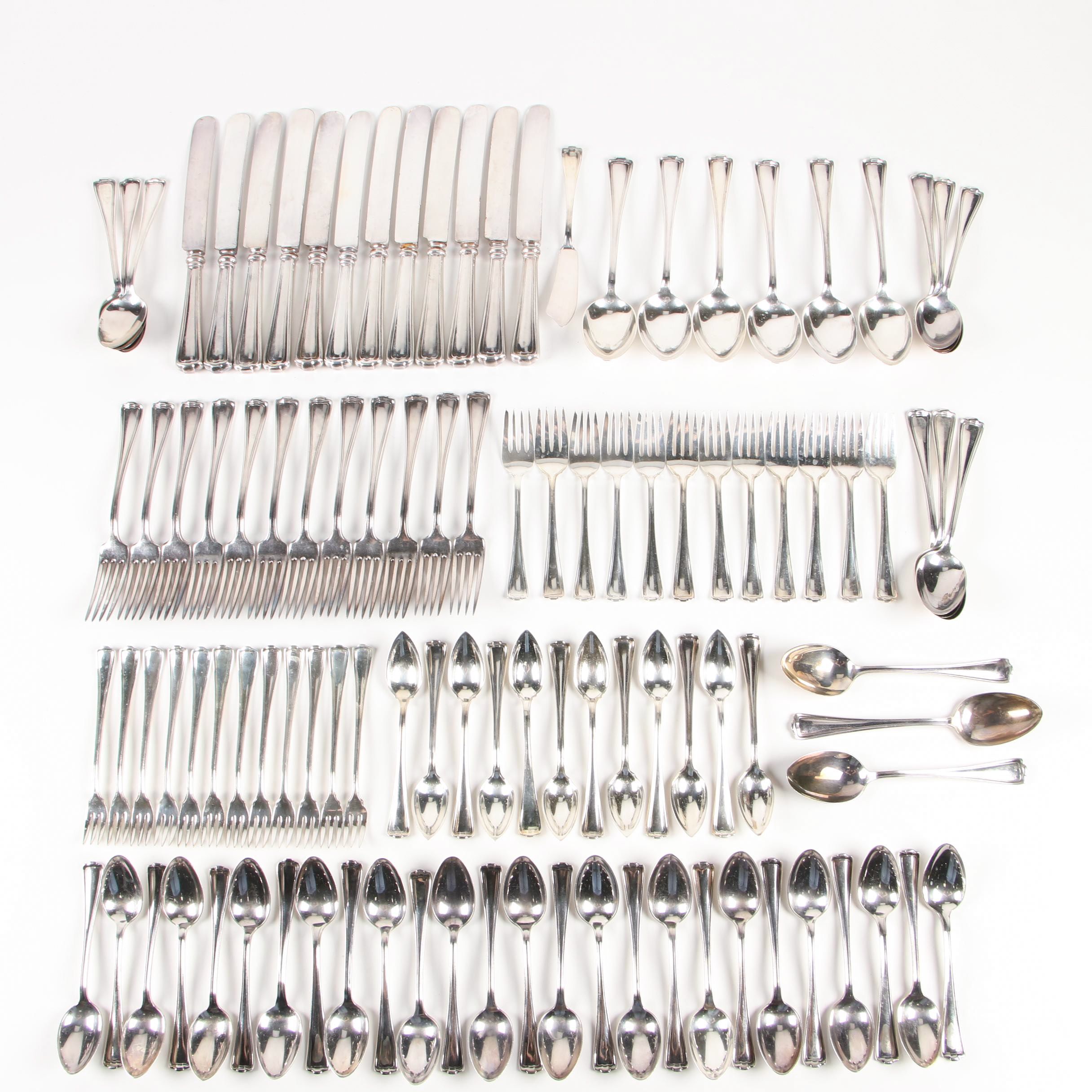 Rogers Bros "Cromwell" Silver Plate Flatware, Service for Twelve, 105 Pieces