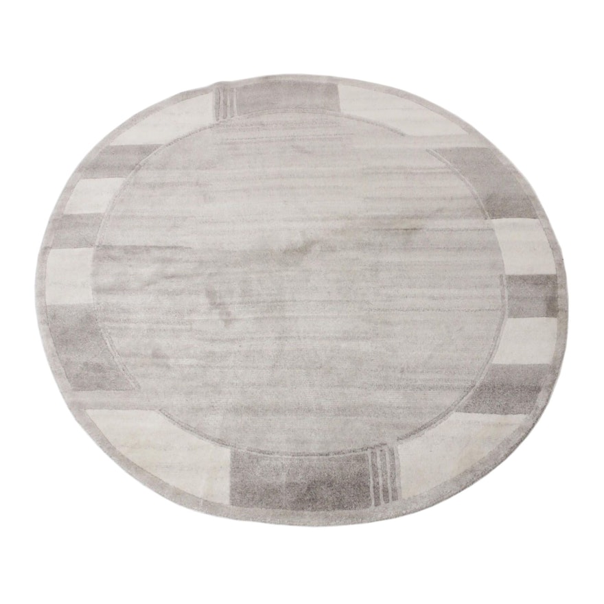 5'10 x 6'3  Hand-Knotted India Bamboo Silk Round Rug