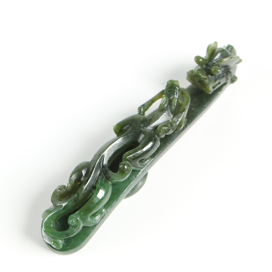 Chinese Carved Nephrite Belt Hook