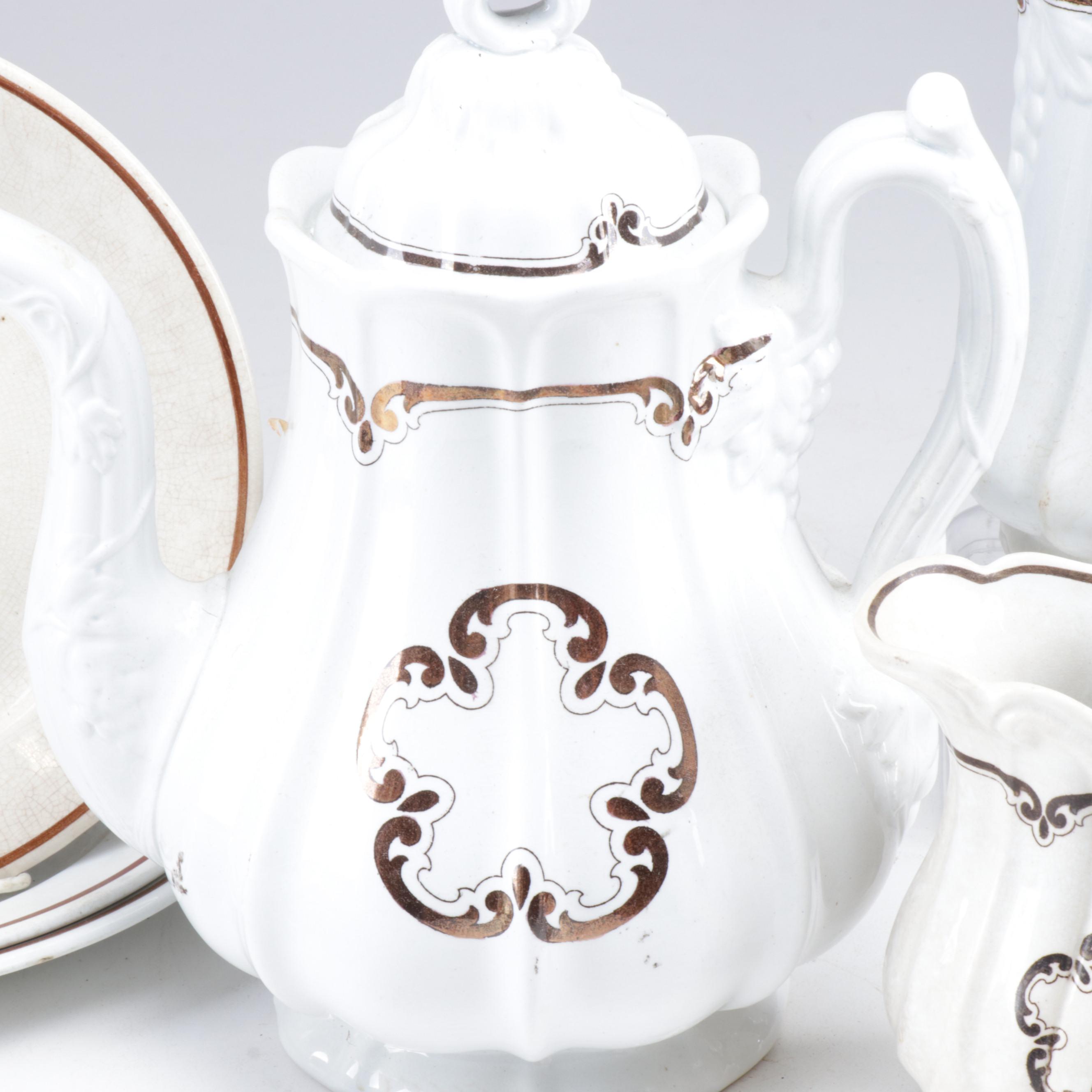 Alfred Meakin, Shaw and Other Tea Leaf Ironstone and Copper Luster Tableware