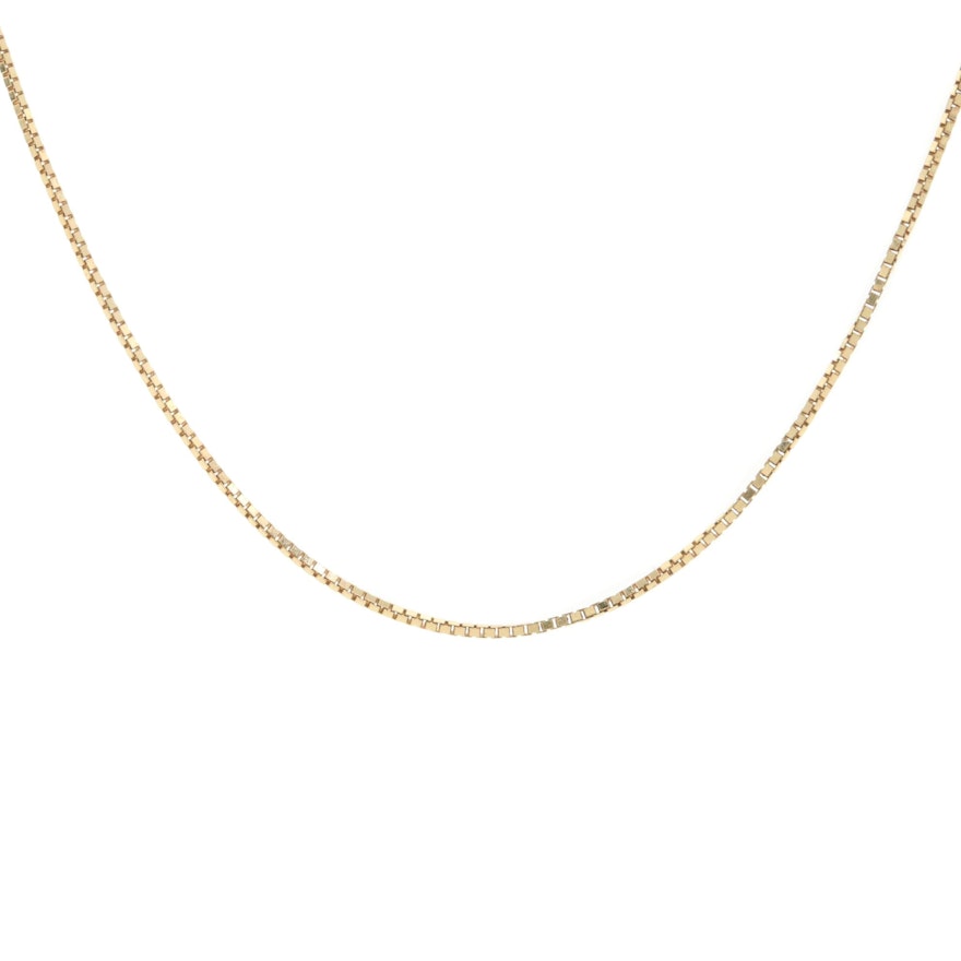 14K Yellow Gold Box Chain Necklace