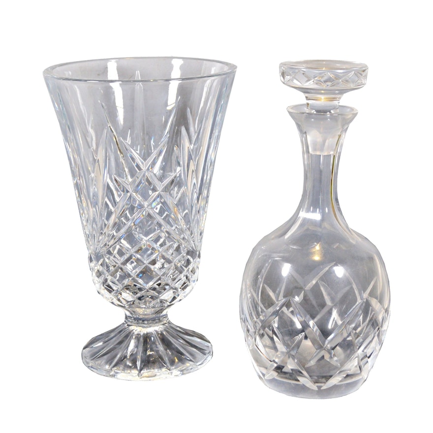 Crystal Vase and Decanter, Late 20th Century