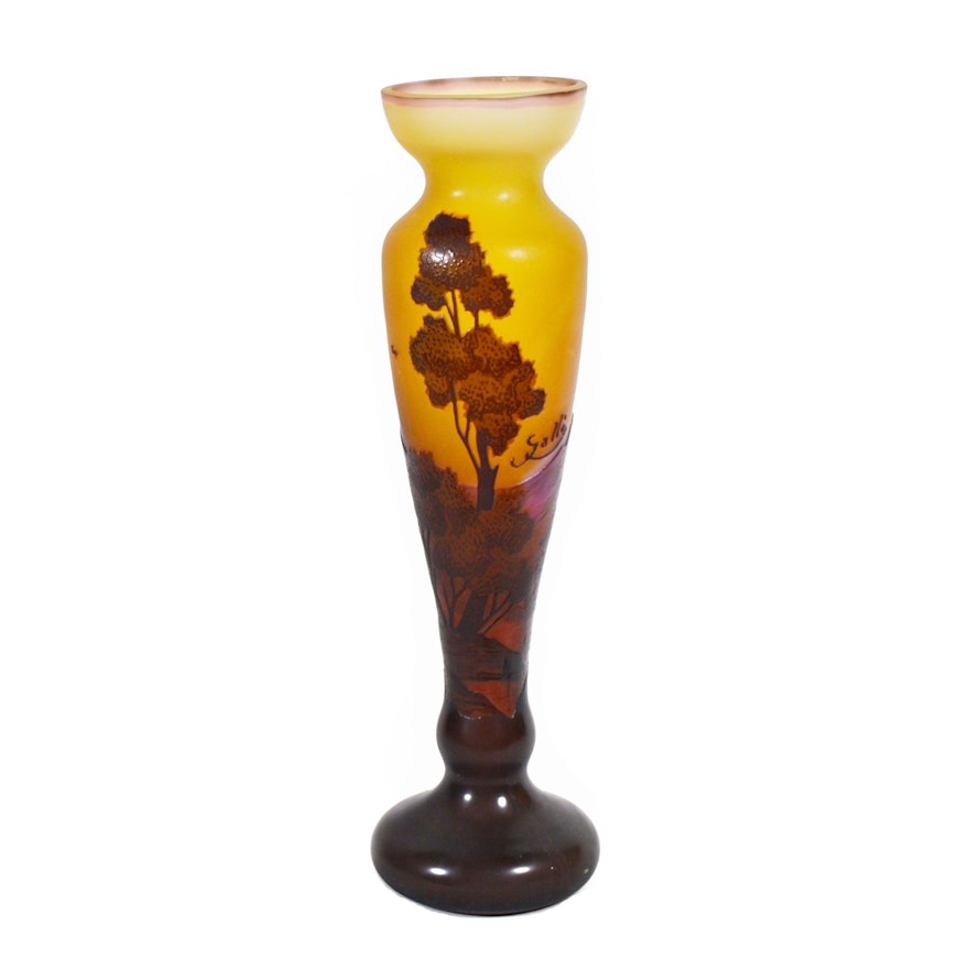 Reproduction Emile Gallé Cameo Glass Vase, Mid to Late 20th Century