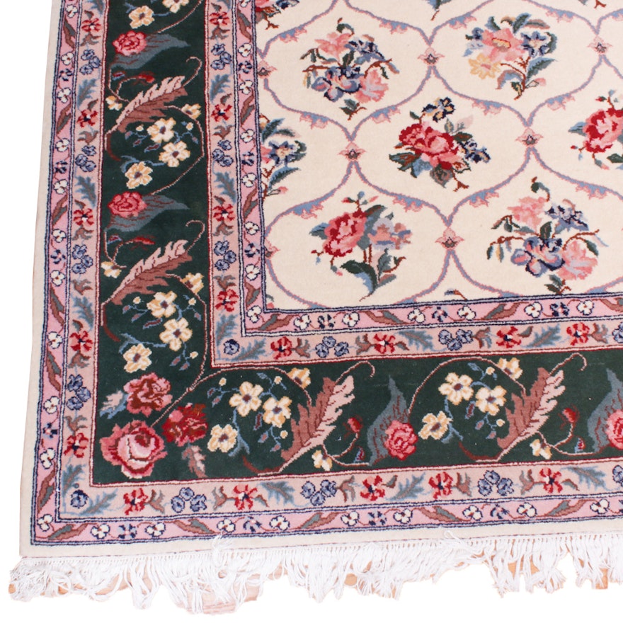 9'10 x 14'5 Hand-Knotted Floral Room-Size Wool Rug