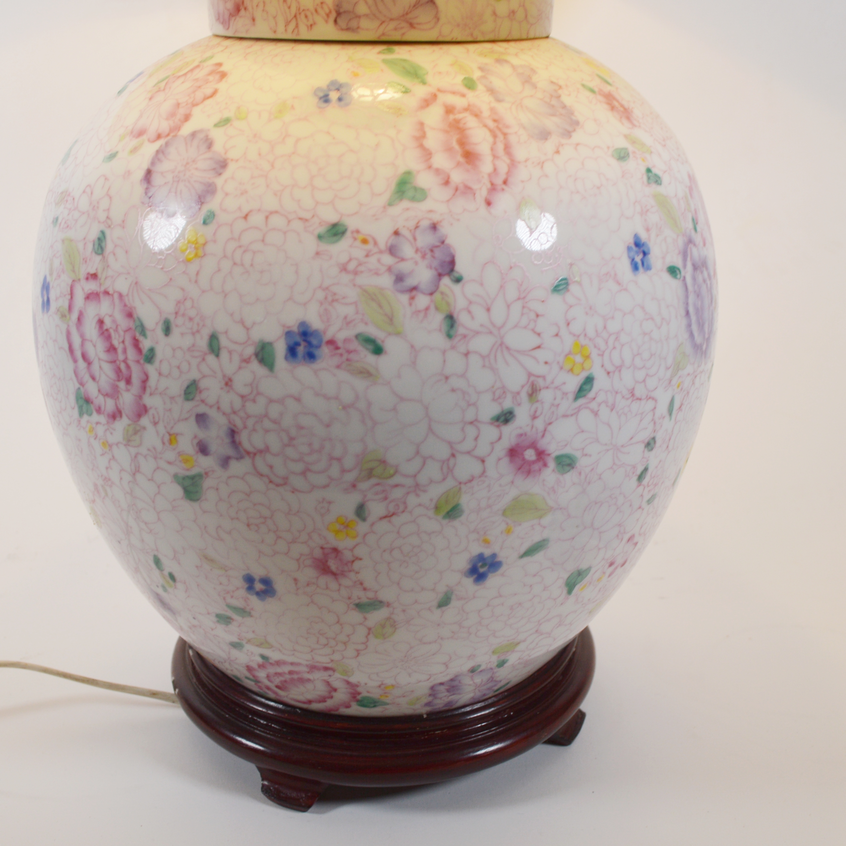 Hand Painted Porcelain Ginger Jar Table Lamp