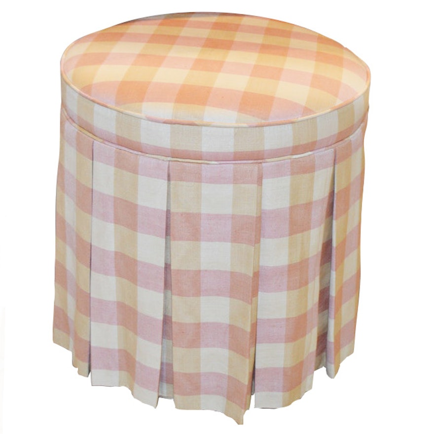 Plaid Skirted Vanity Stool, Late 20th Century