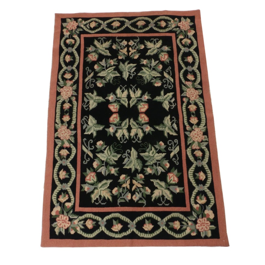3'11 x 5'11 Hand-Knotted Sino-French Style Needle Point Rug, circa 1990s