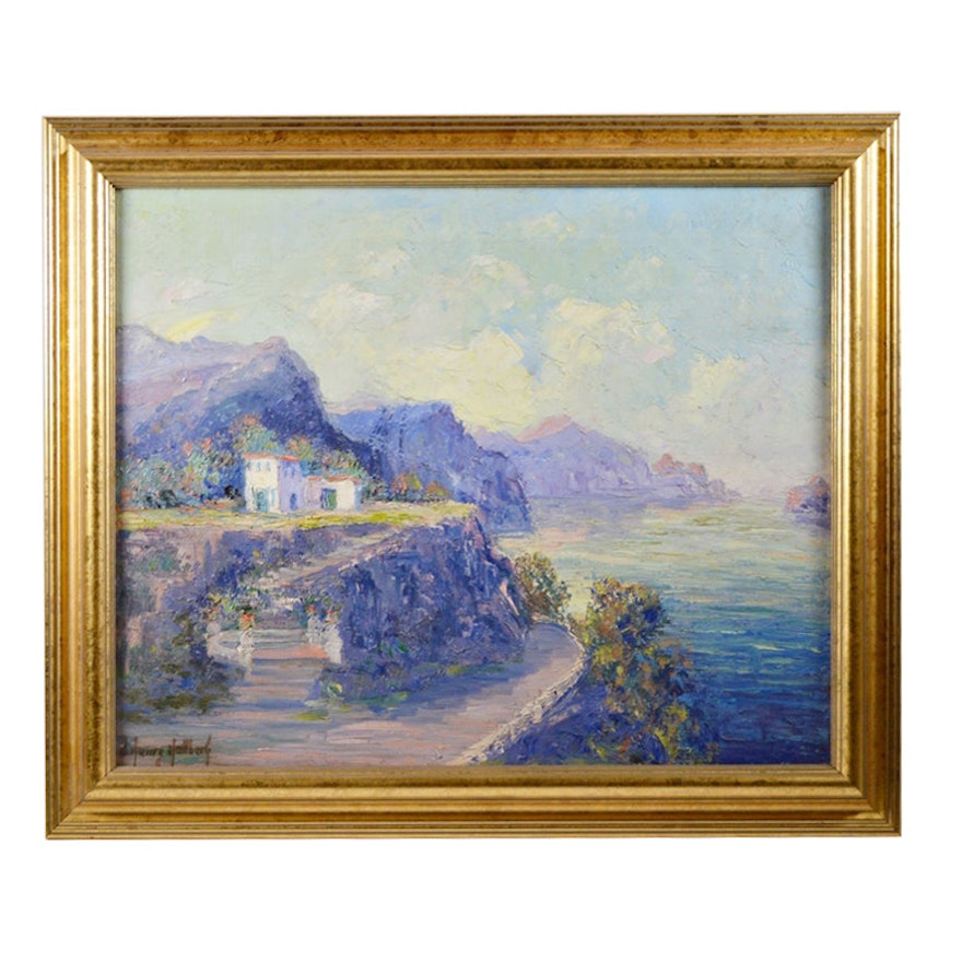 J. Henry Hallberg Coastal Scene Oil Painting