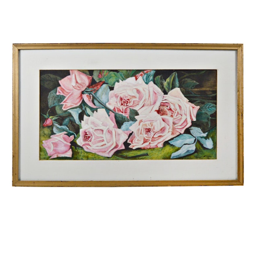 Florence Kidder Watercolor of Roses