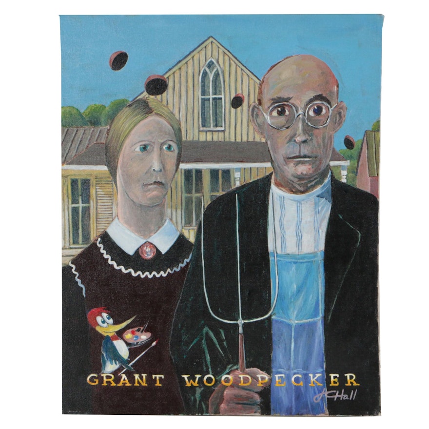 J.C. Hall Acrylic Painting "Grant Woodpecker"