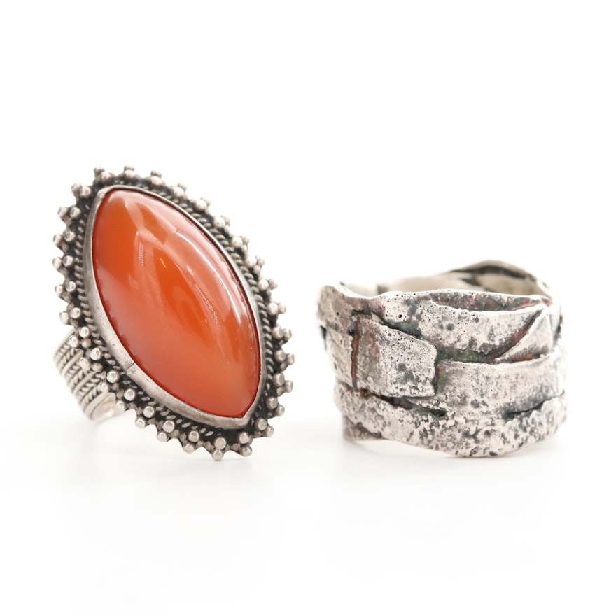 850 Carnelian Ring with Sterling Silver Band