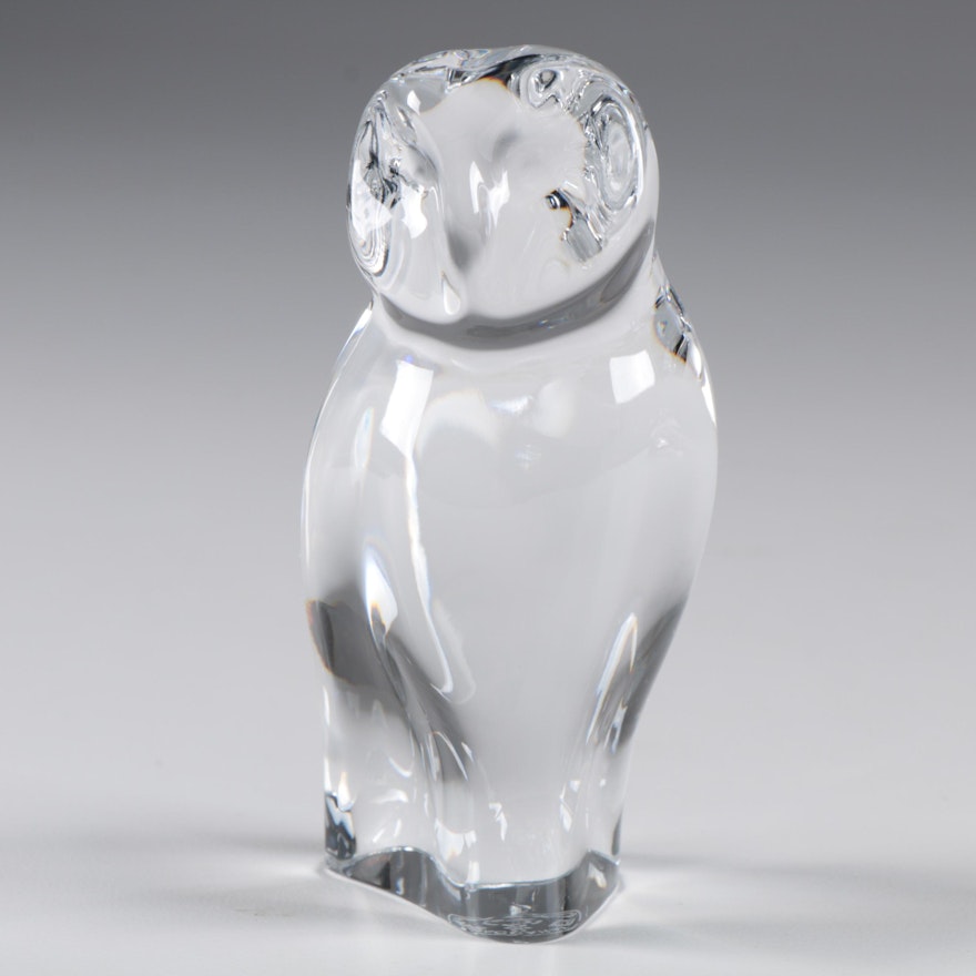 Baccarat "Small Owl" Crystal Figurine, Contemporary