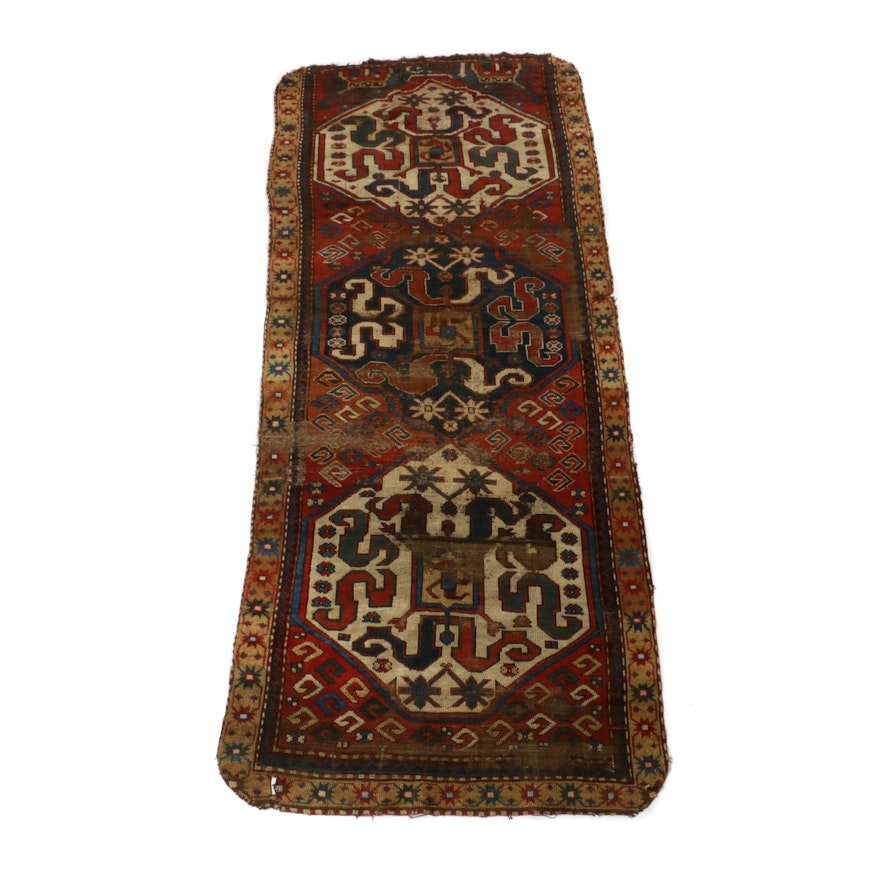 3'7 x 8'7 Hand-Knotted Caucasian Kazak Carpet Runner, circa 1890