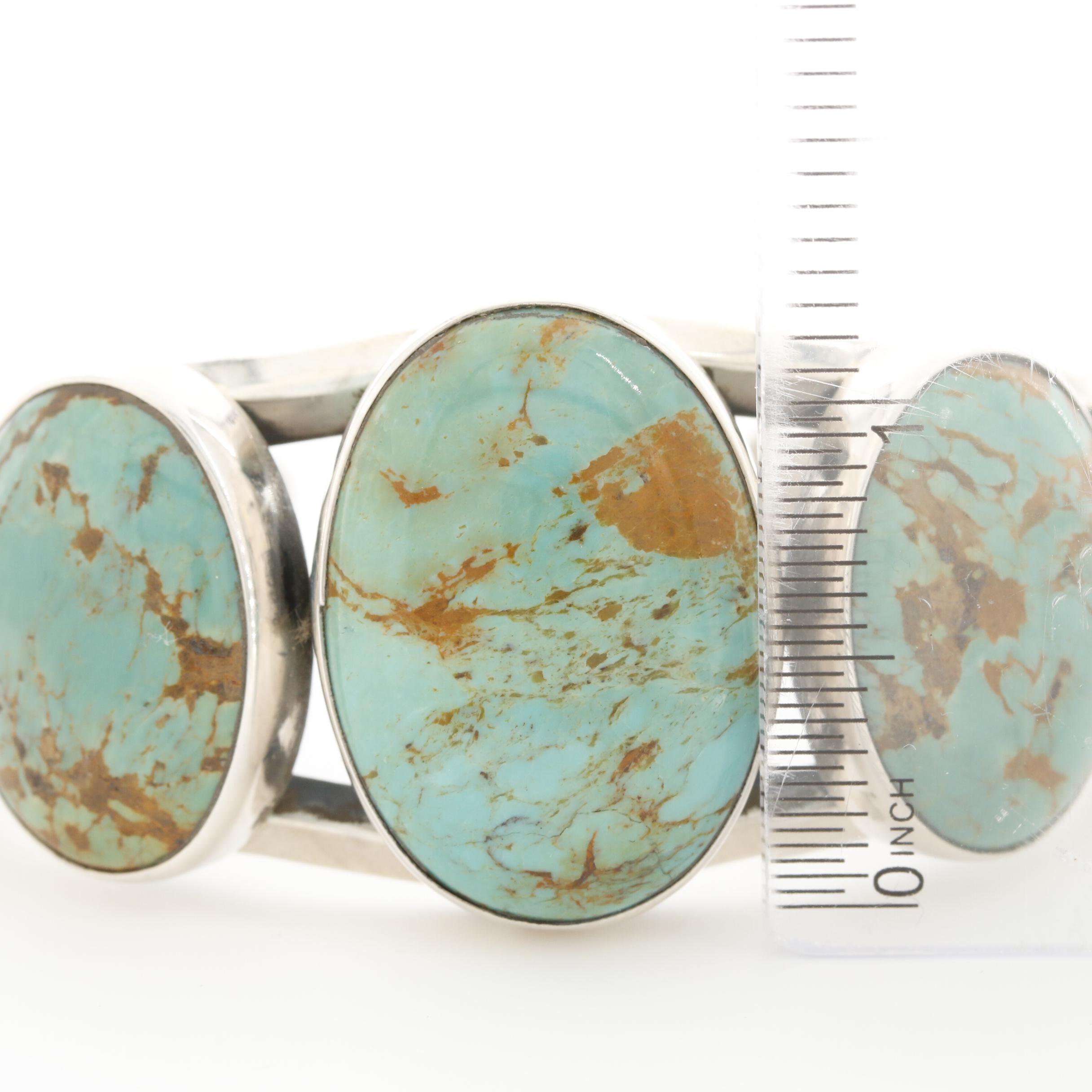 Belinda Woody Navajo Diné Sterling Silver Turquoise Cuff Bracelet