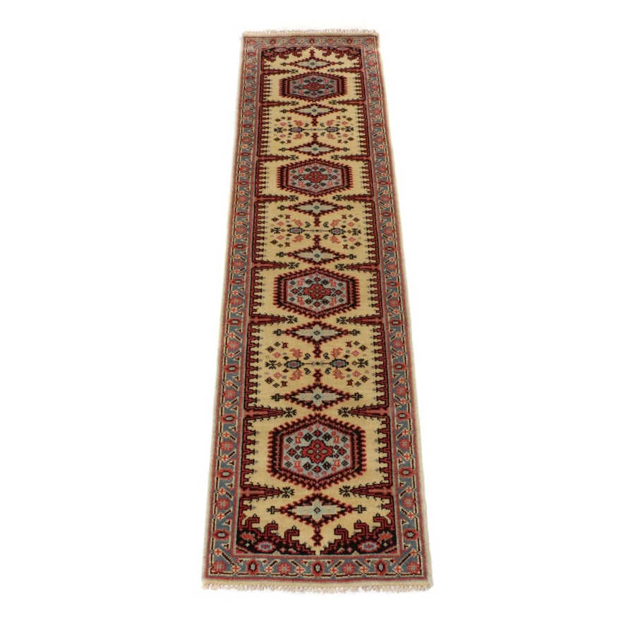 2'7 x 10'3 Hand-Knotted Indo-Caucasian Kazak Runner