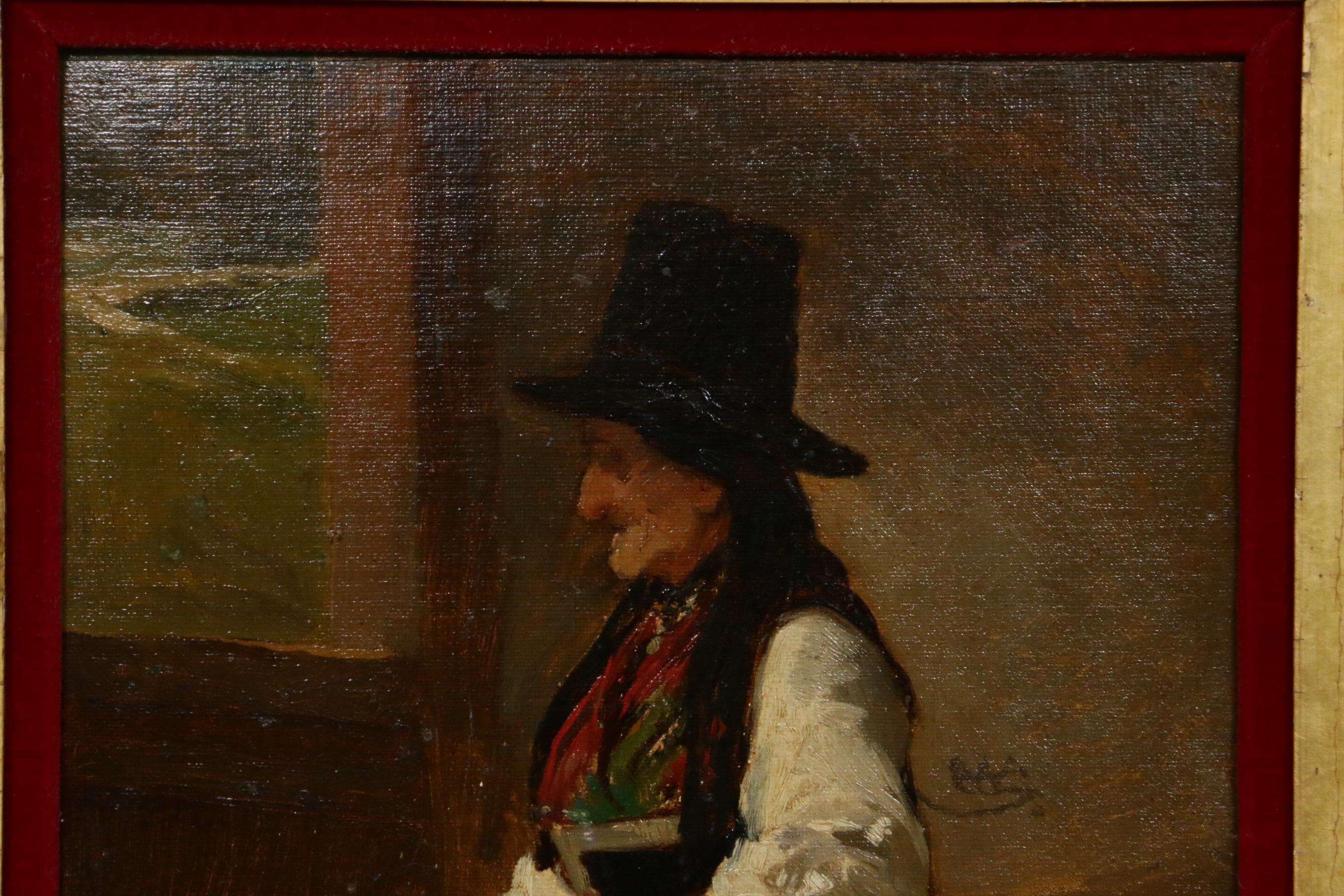 Late19th/Early 20th Century Peasant Woman Portrait Oil Painting