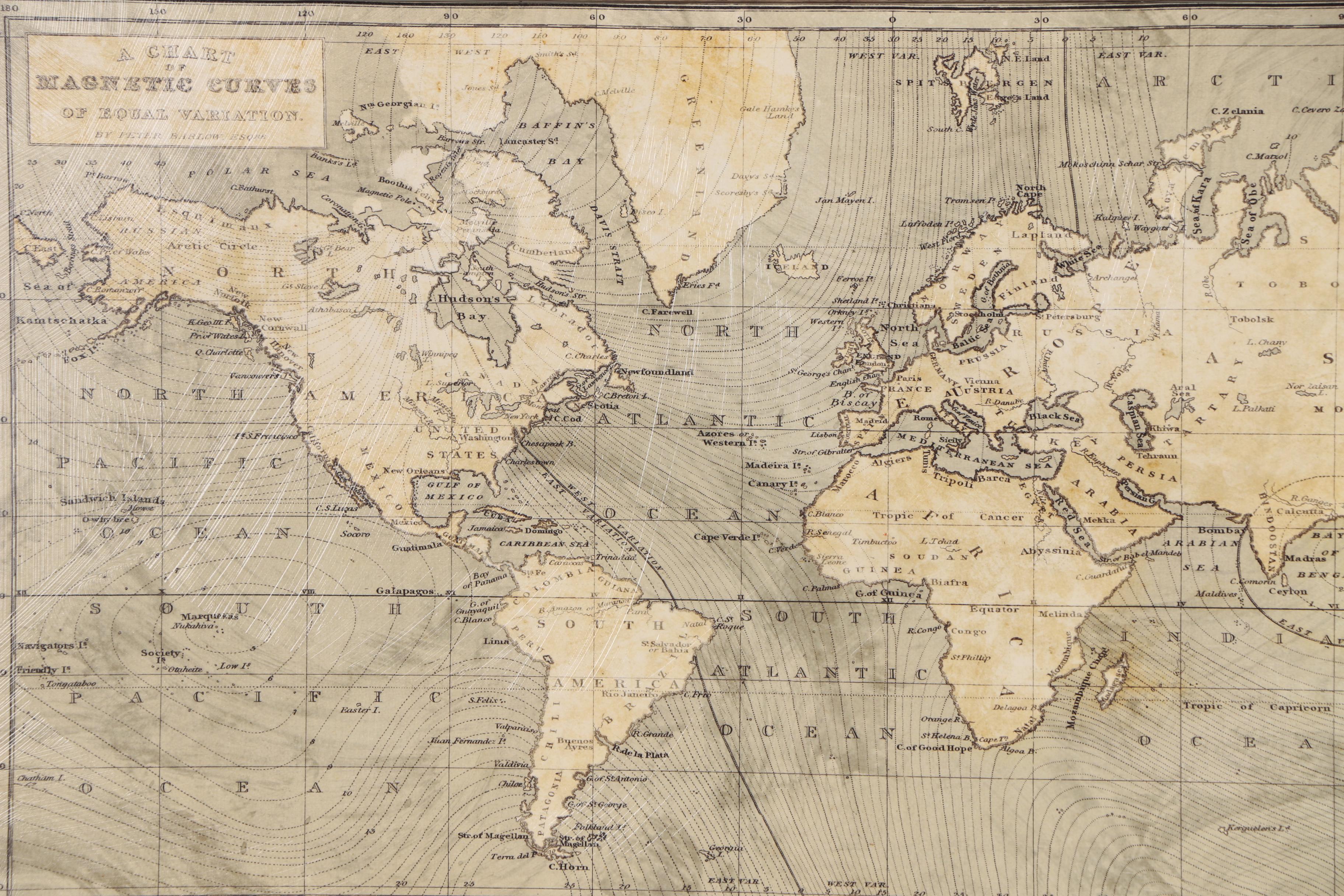 Giclée Map after Peter Barlow "A Chart of Magnetic Curves of Equal Variation"