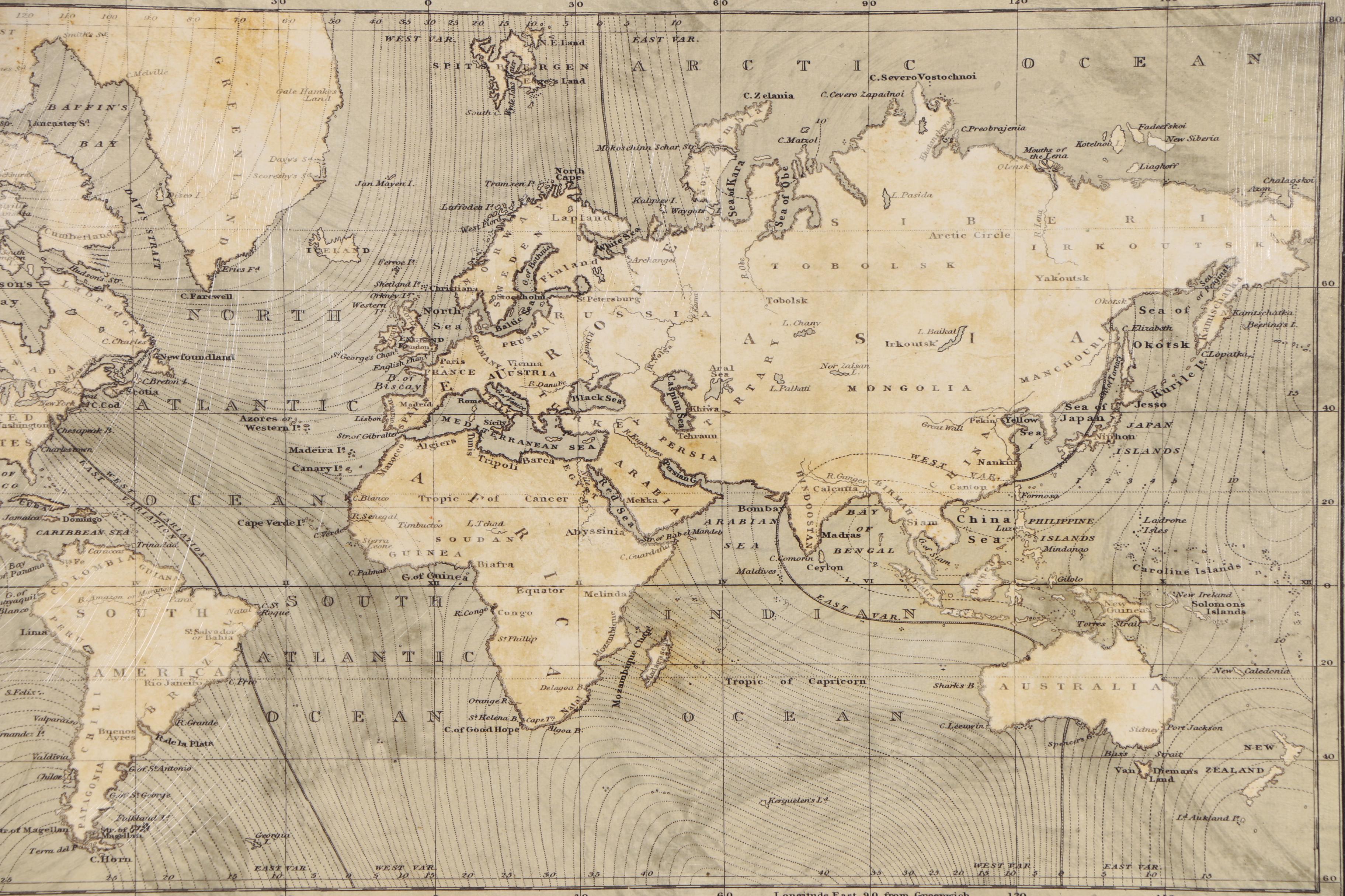 Giclée Map after Peter Barlow "A Chart of Magnetic Curves of Equal Variation"
