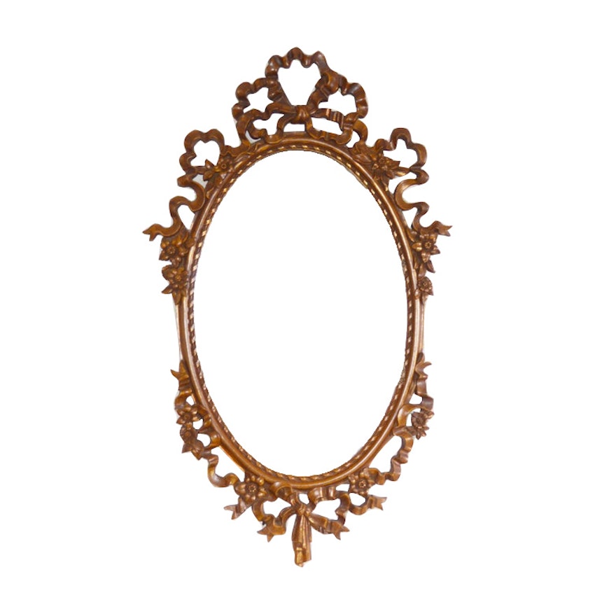 Venetian Style Ribbon Edged Wood Wall Mirror, Antique