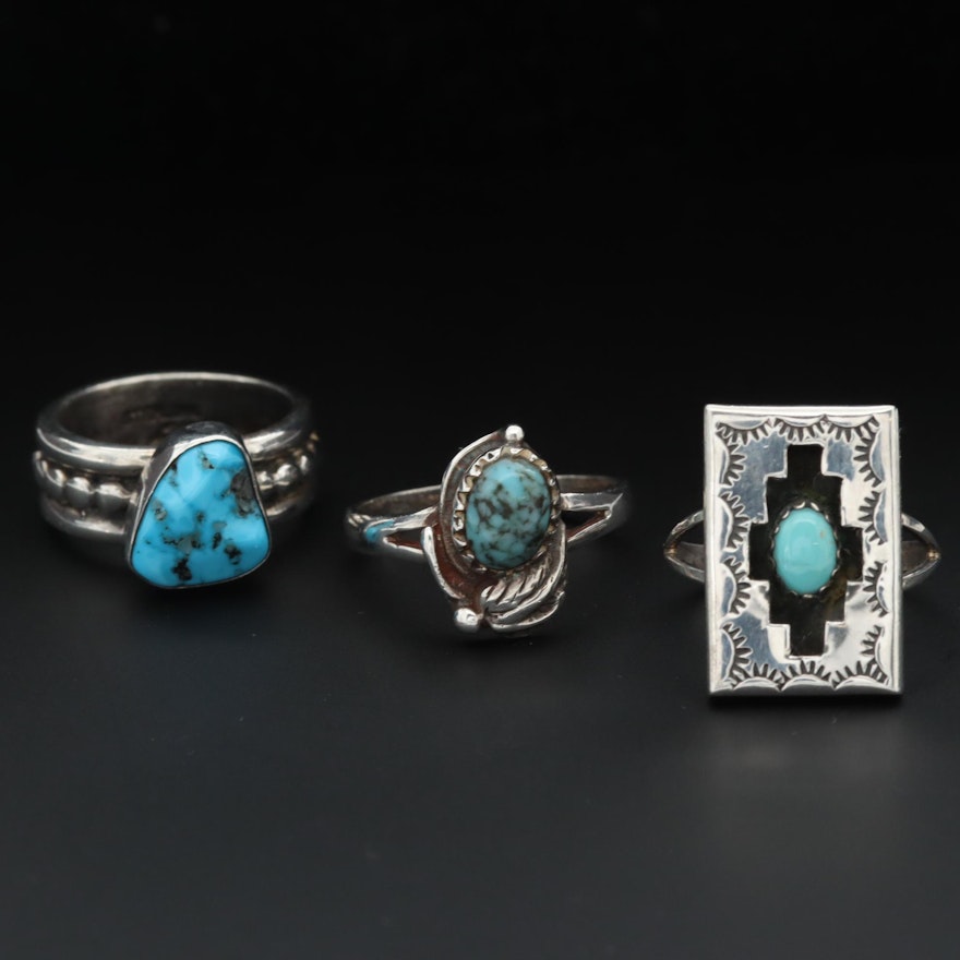 Southwestern Style Sterling Silver Turquoise Rings