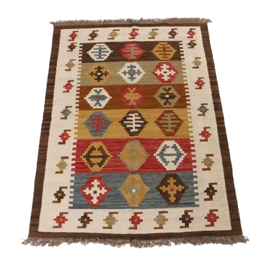 4'8 x 6'10 Hand-Woven Turkish Kilim Rug