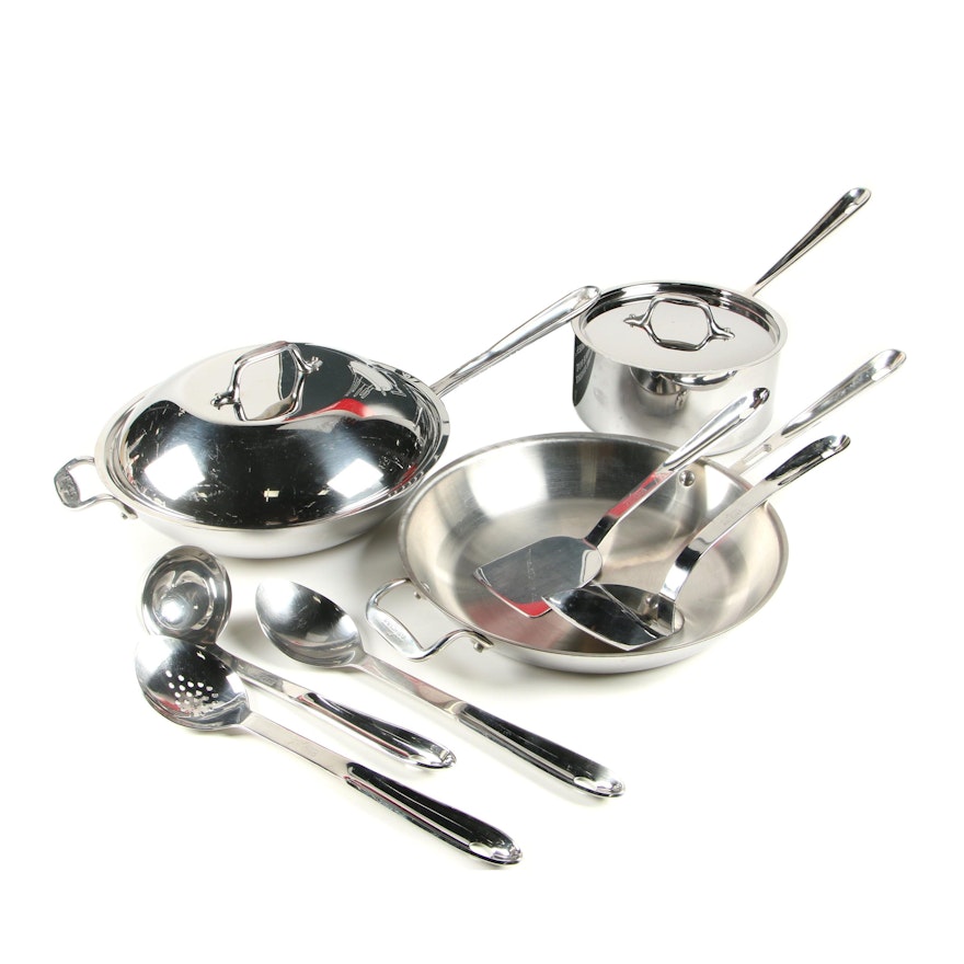 All-Clad Lidded Wok, Skillet, Saucepan and Cooking Utensils