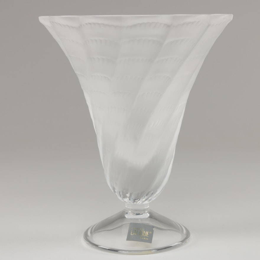 Lalique "Lucie" Frosted Crystal Flower Vase