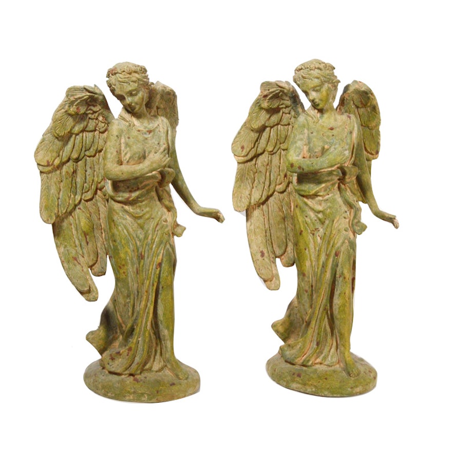 Plaster Angel Candleholders, Late 20th Century