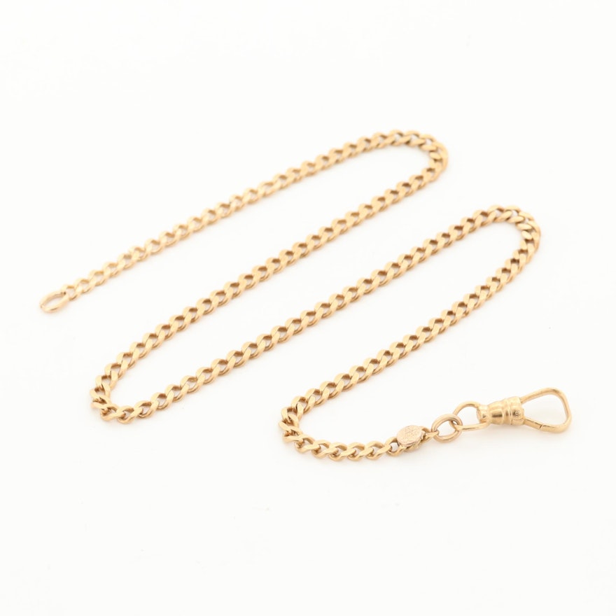14K Yellow Gold Curb Link Watch Fob