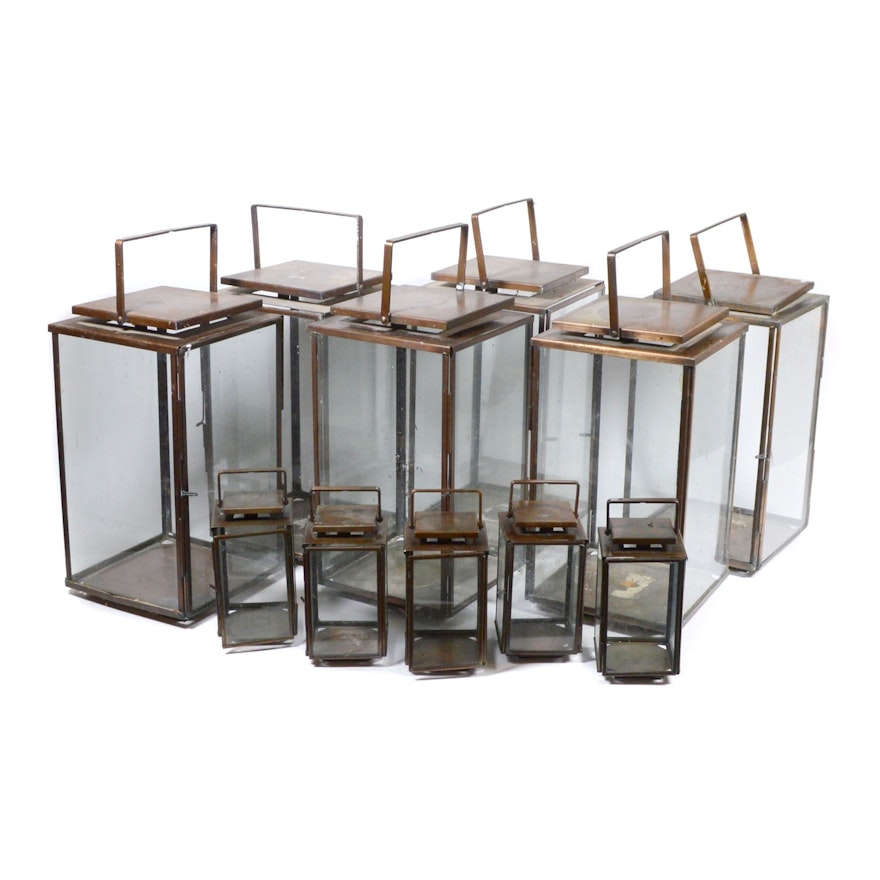 Bronze Tone Candle Lantern Collection, Contemporary