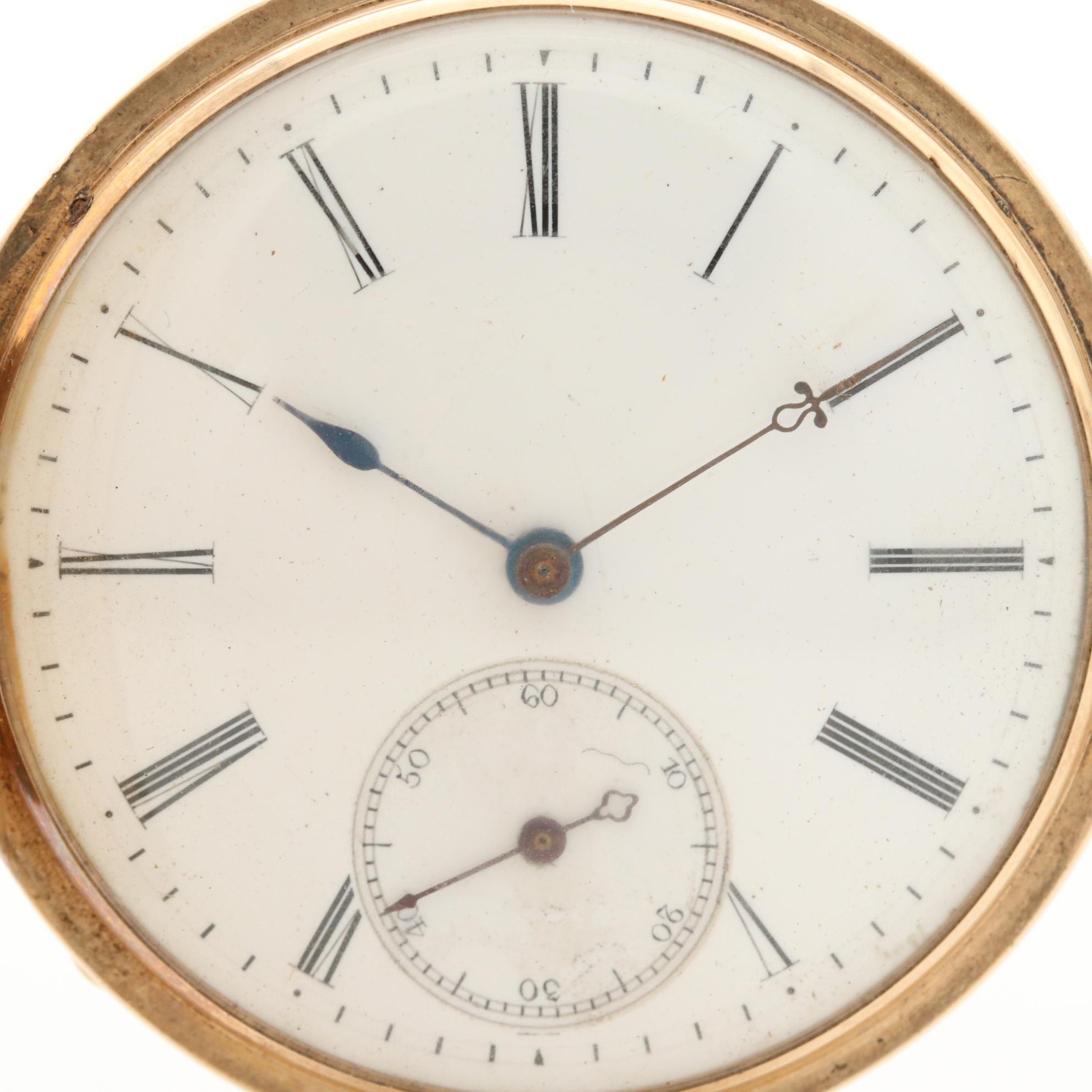 Antique Pateck & Co.14K Gold and Enamel Hunter Case Pocket Watch