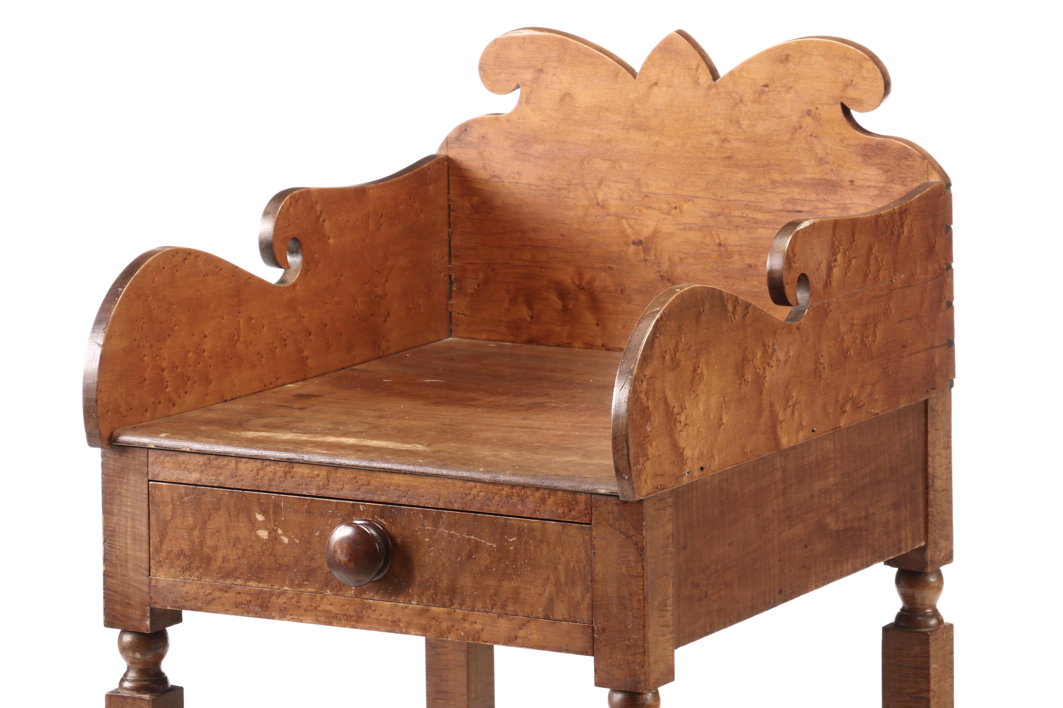 American Empire Tiger Maple, Bird's-Eye Maple and Cherry Washstand, circa 1830