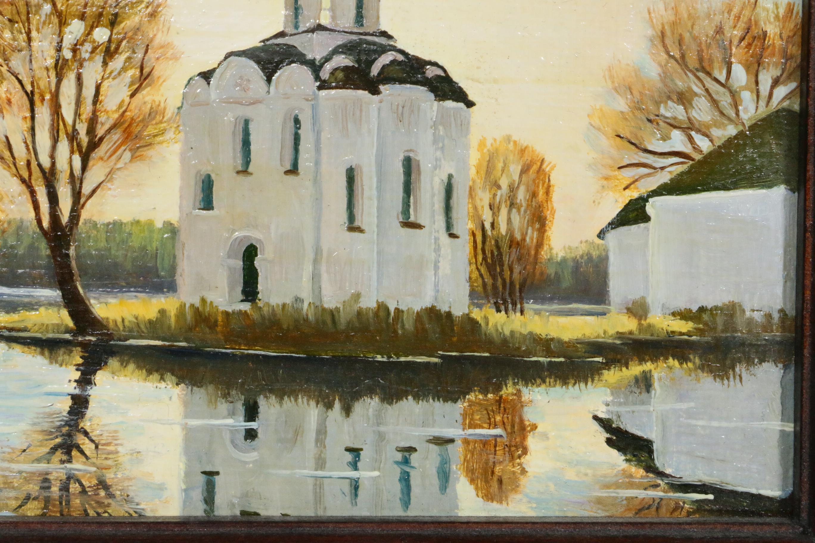 Nicholas Pagelru Oil Painting "Flood" (Church of the Intercession on Nerl River)