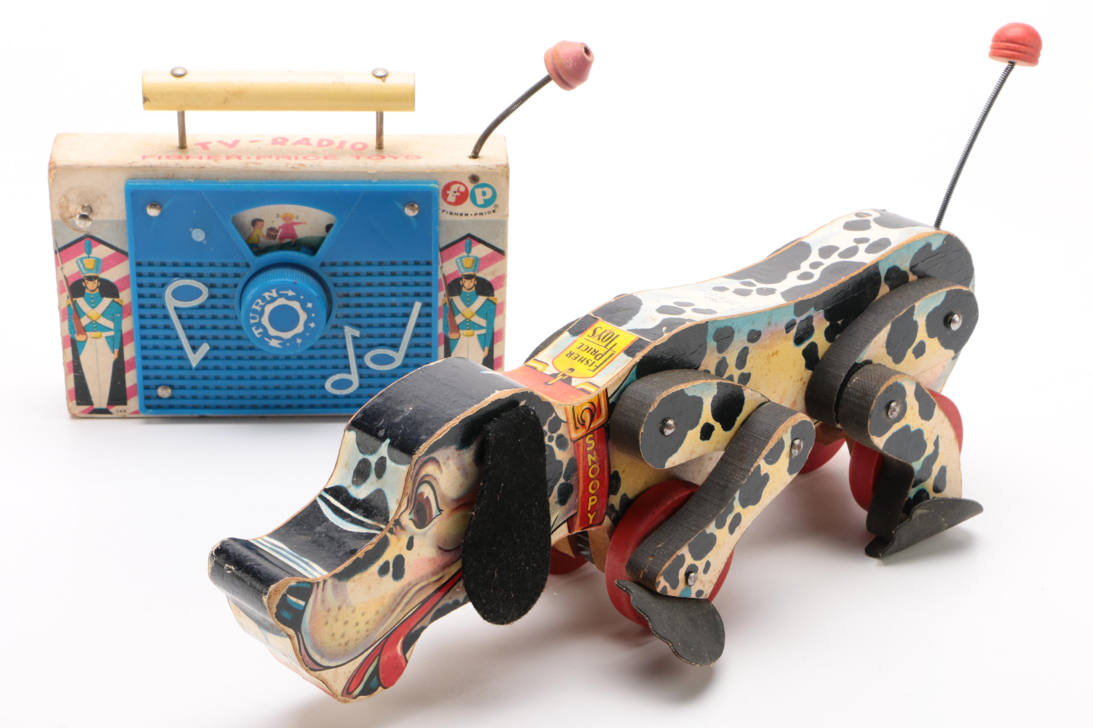 Fisher Price Children's Pull Toys Including "Snoopy," 1960s