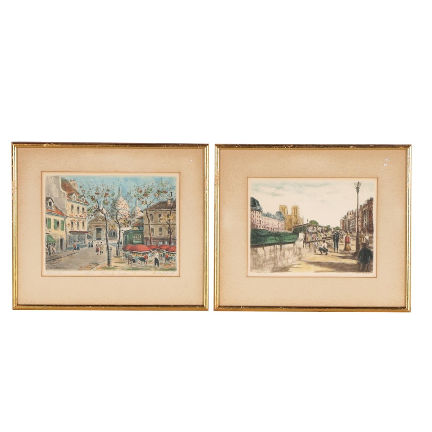 Parisian Street Scene Intaglio Prints