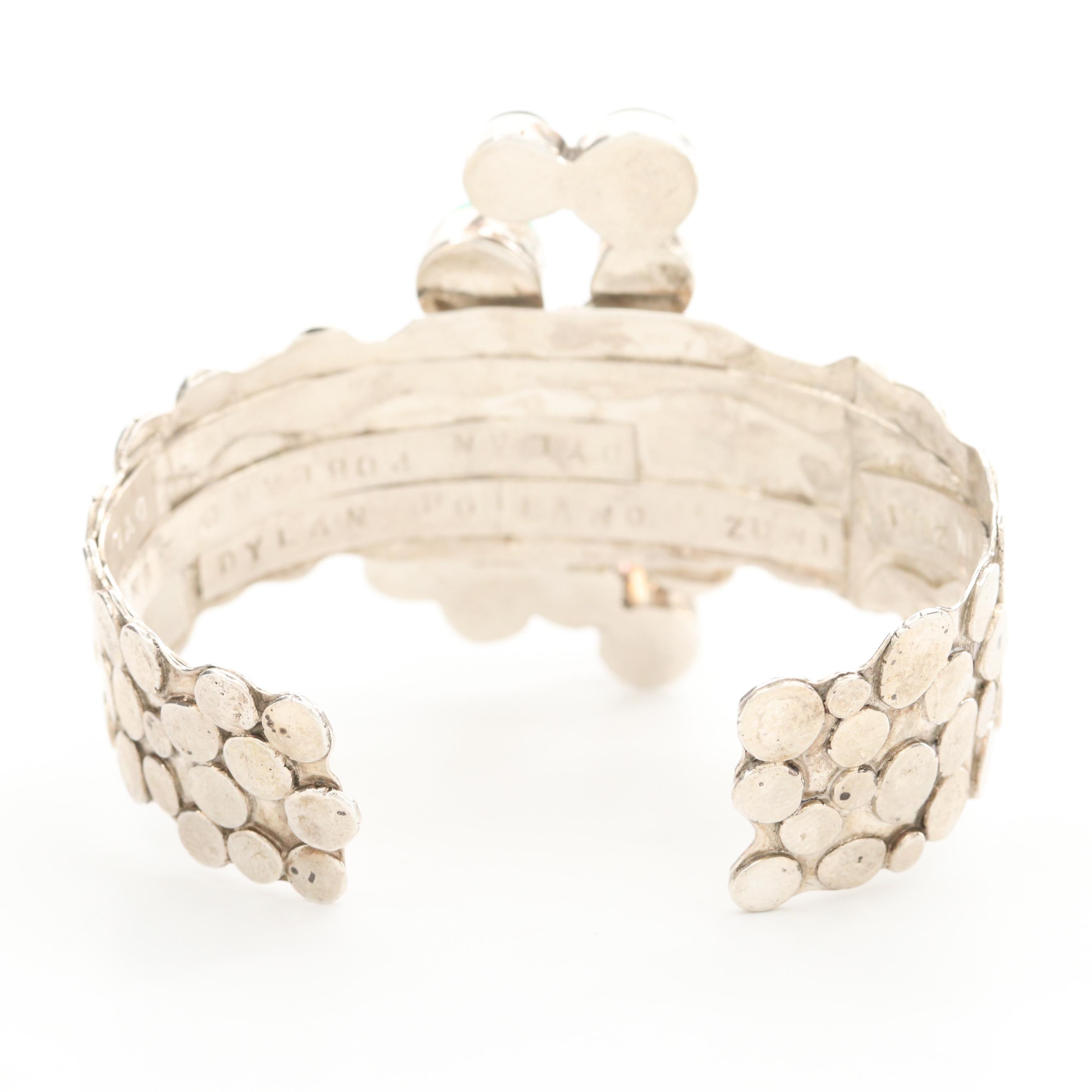 Dylan Poblano Zuni Sterling Silver Turquoise and Gemstone Cuff Bracelet