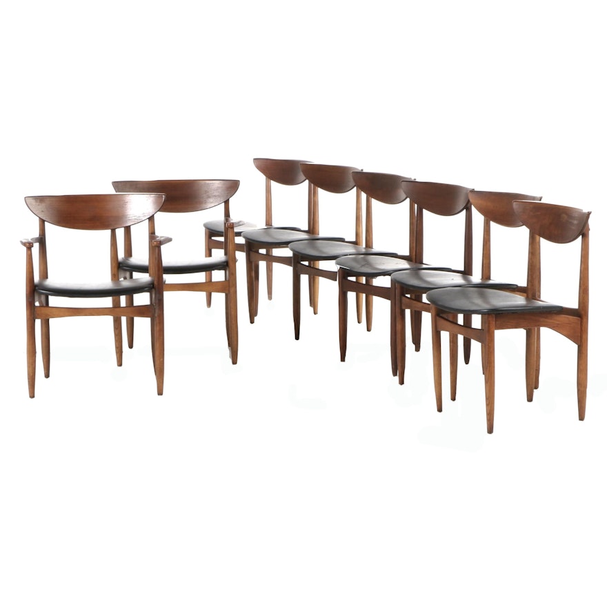 Mid Century Modern Lane Walnut Elliptical-Back Dining Chairs, Mid-20th Century