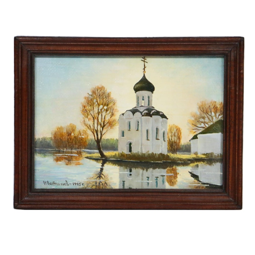 Nicholas Pagelru Oil Painting "Flood" (Church of the Intercession on Nerl River)