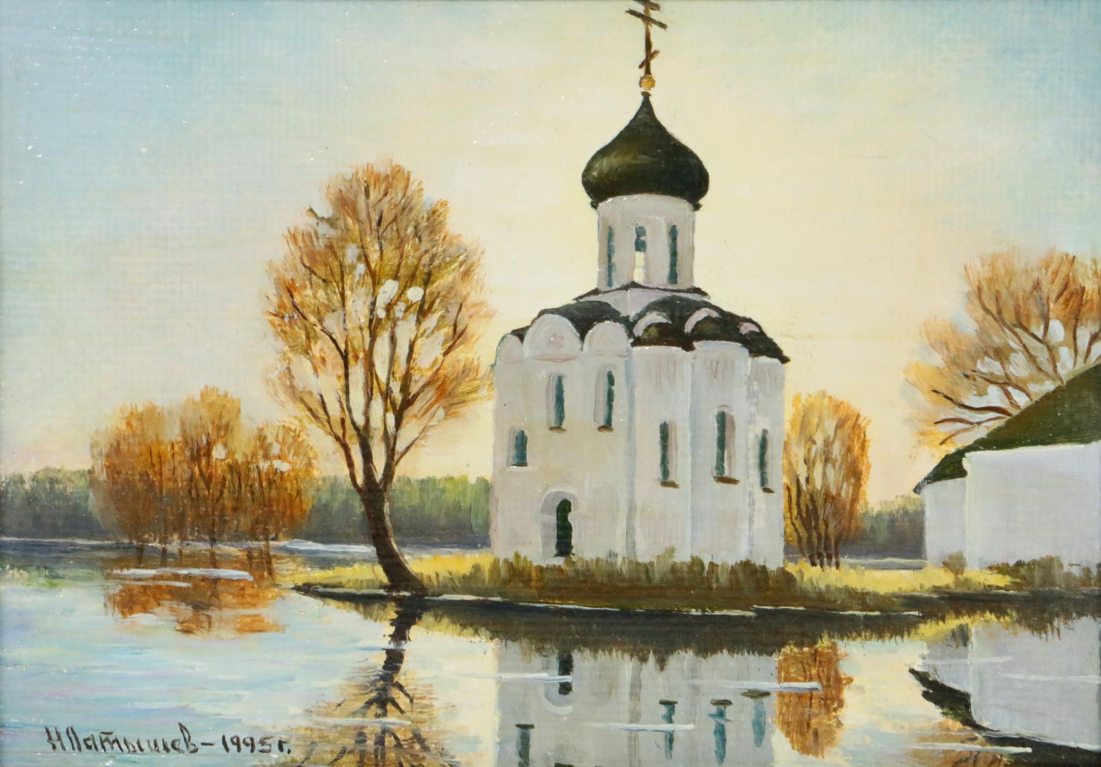 Nicholas Pagelru Oil Painting "Flood" (Church of the Intercession on Nerl River)