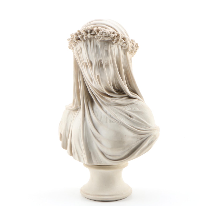 Italian Composite Marble Sculpture after Raffaelle Monti "Veiled Vestal"