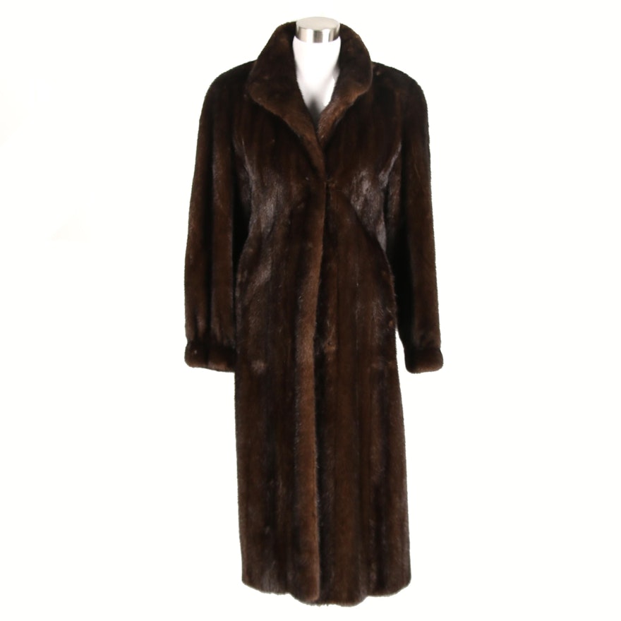 The Evans Collection Dark Brown Mink Fur Coat