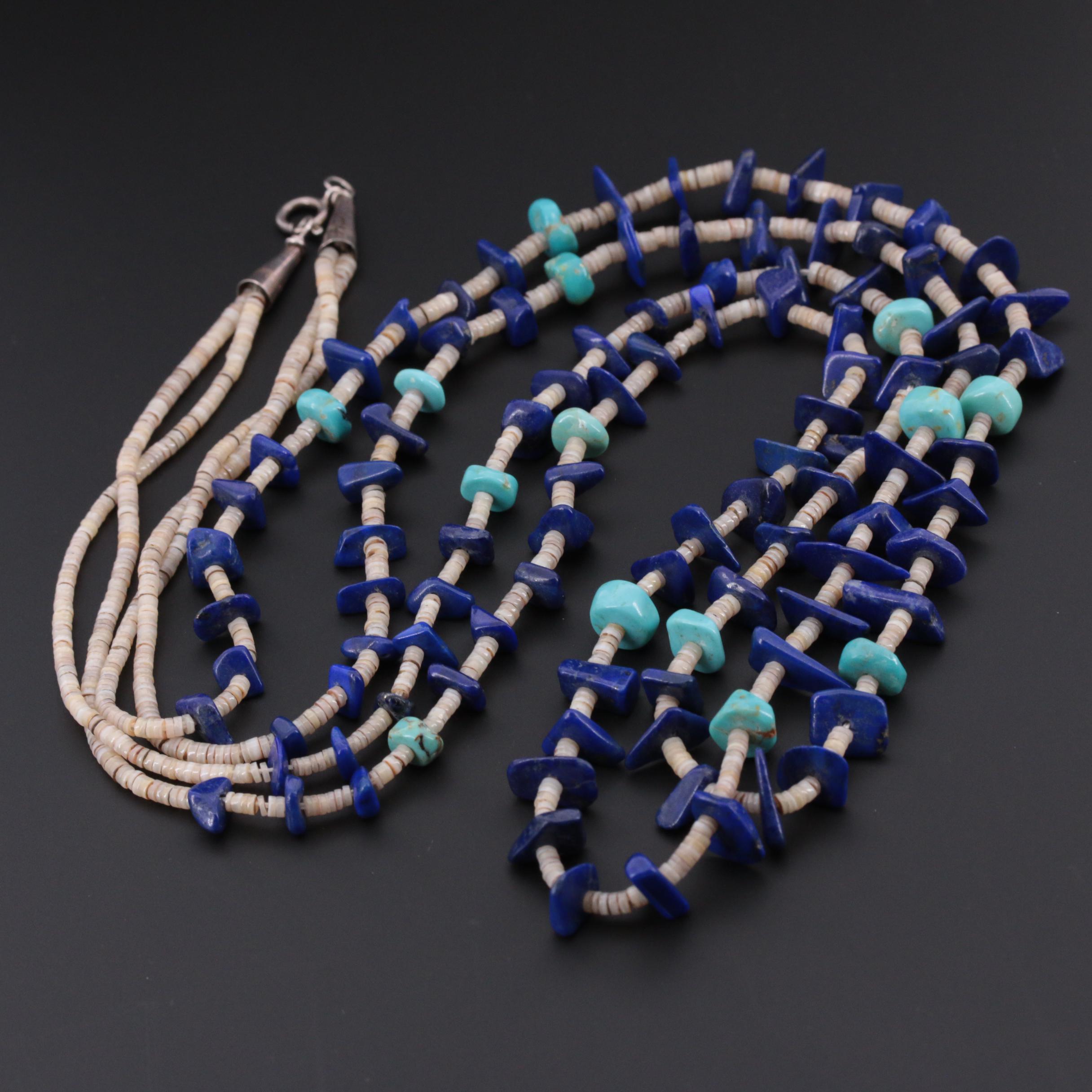 Southwestern Style Sterling Silver Shell and Gemstone Necklaces