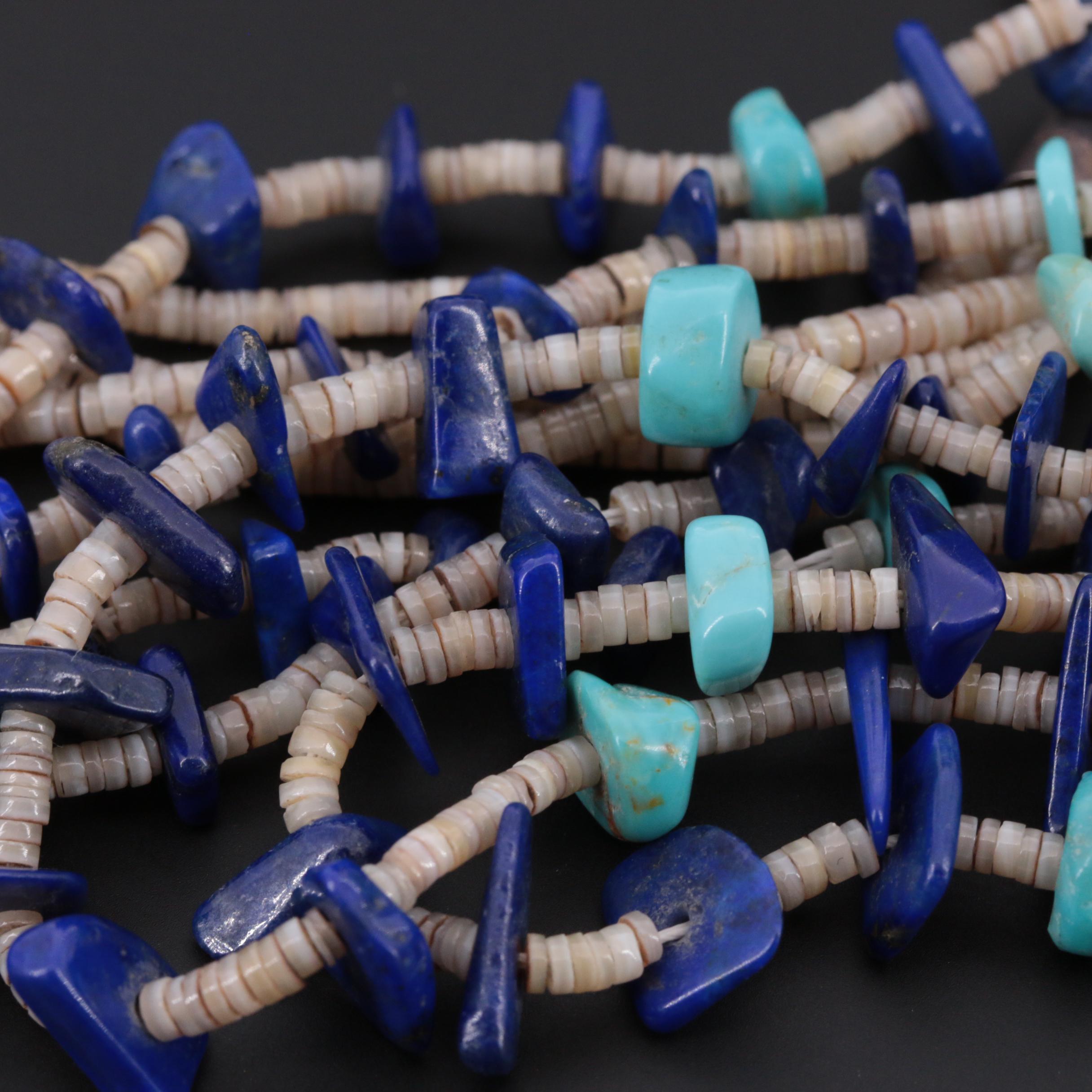 Southwestern Style Sterling Silver Shell and Gemstone Necklaces