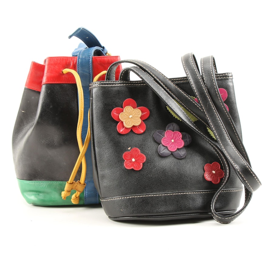 Susan Gail Color Block Bucket Bag and Liz Claiborne Floral Appliqué Purse