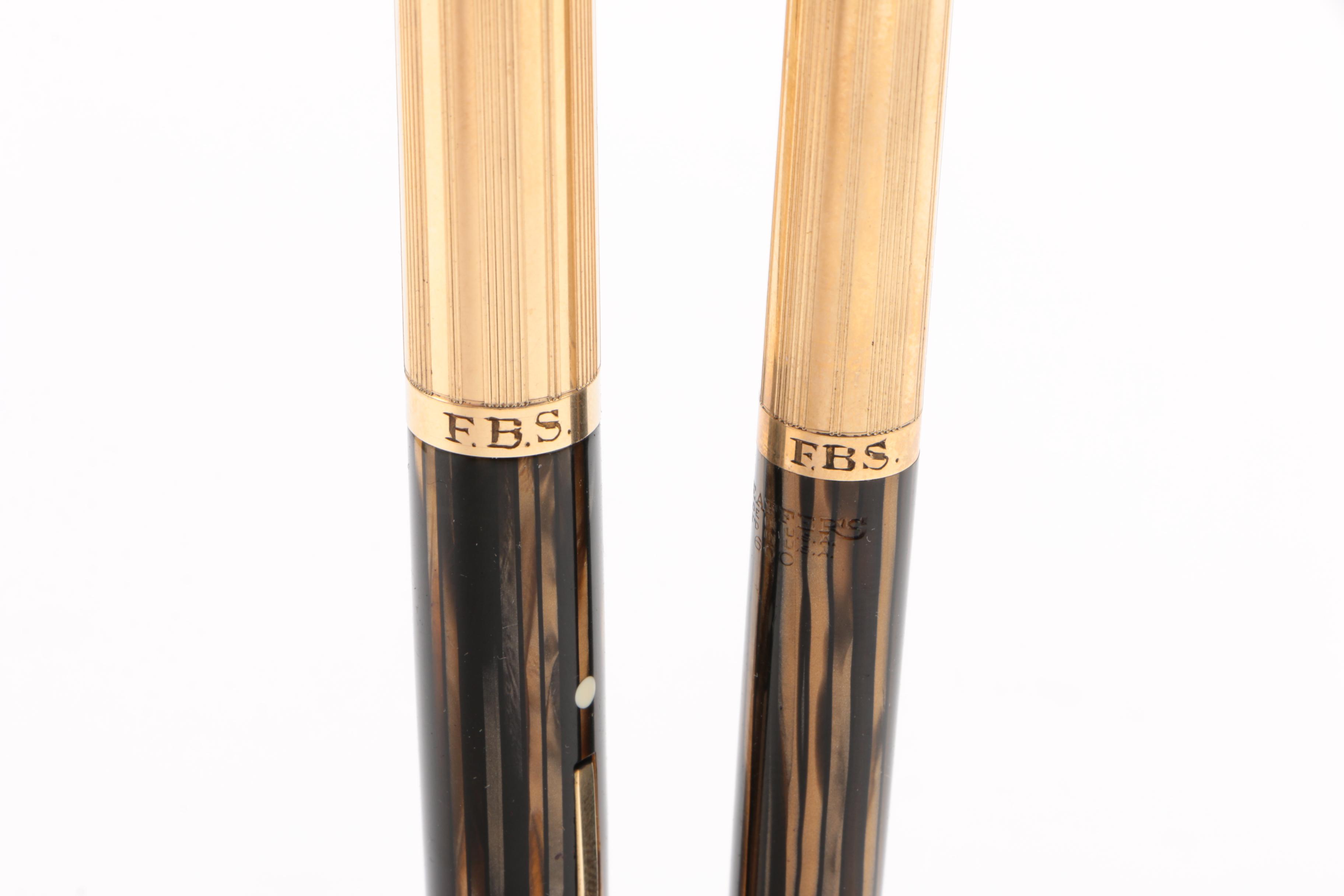 Sheaffer "Crest" Fountain Pen and Pencil Set with Gold Filled Caps, Vintage