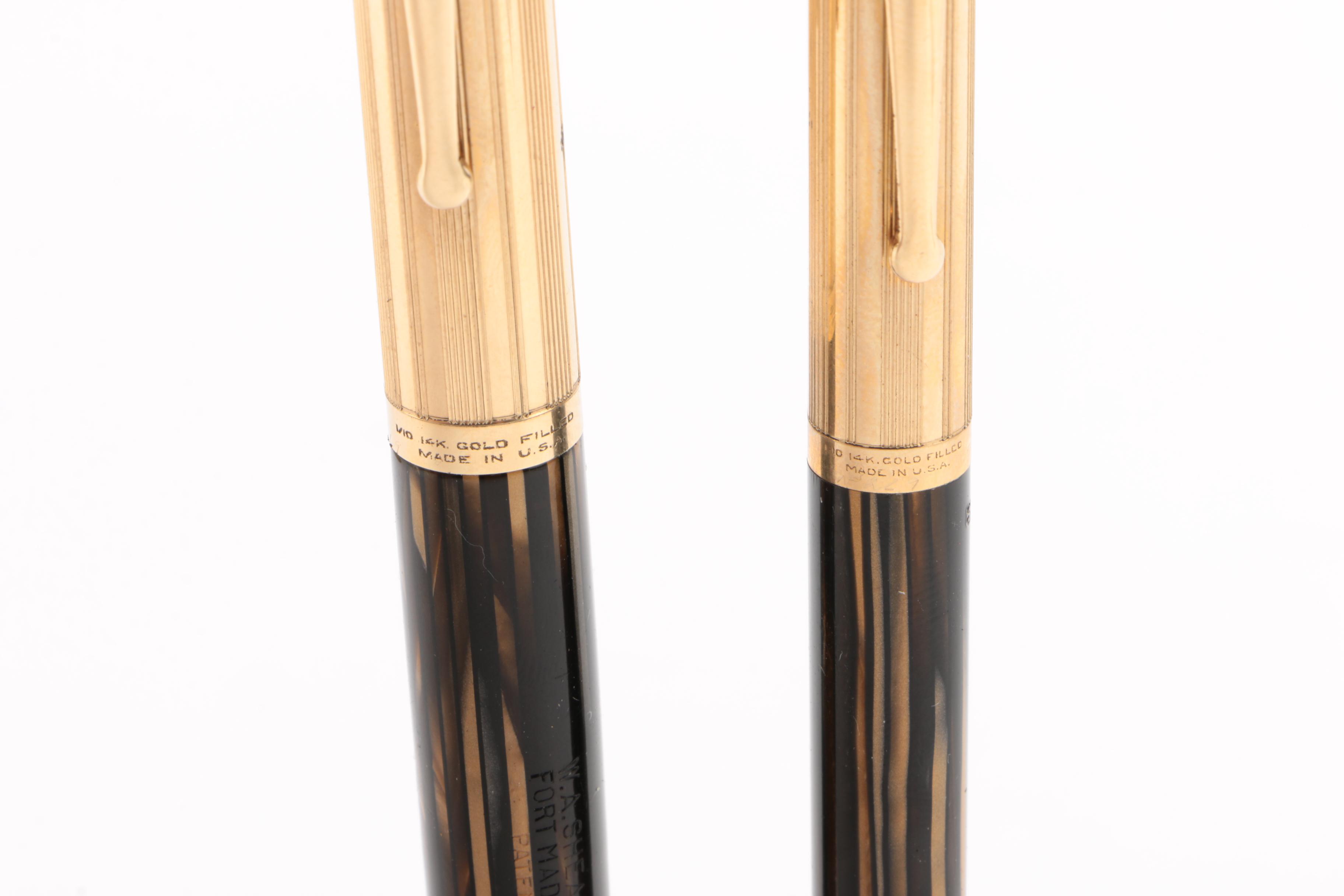 Sheaffer "Crest" Fountain Pen and Pencil Set with Gold Filled Caps, Vintage