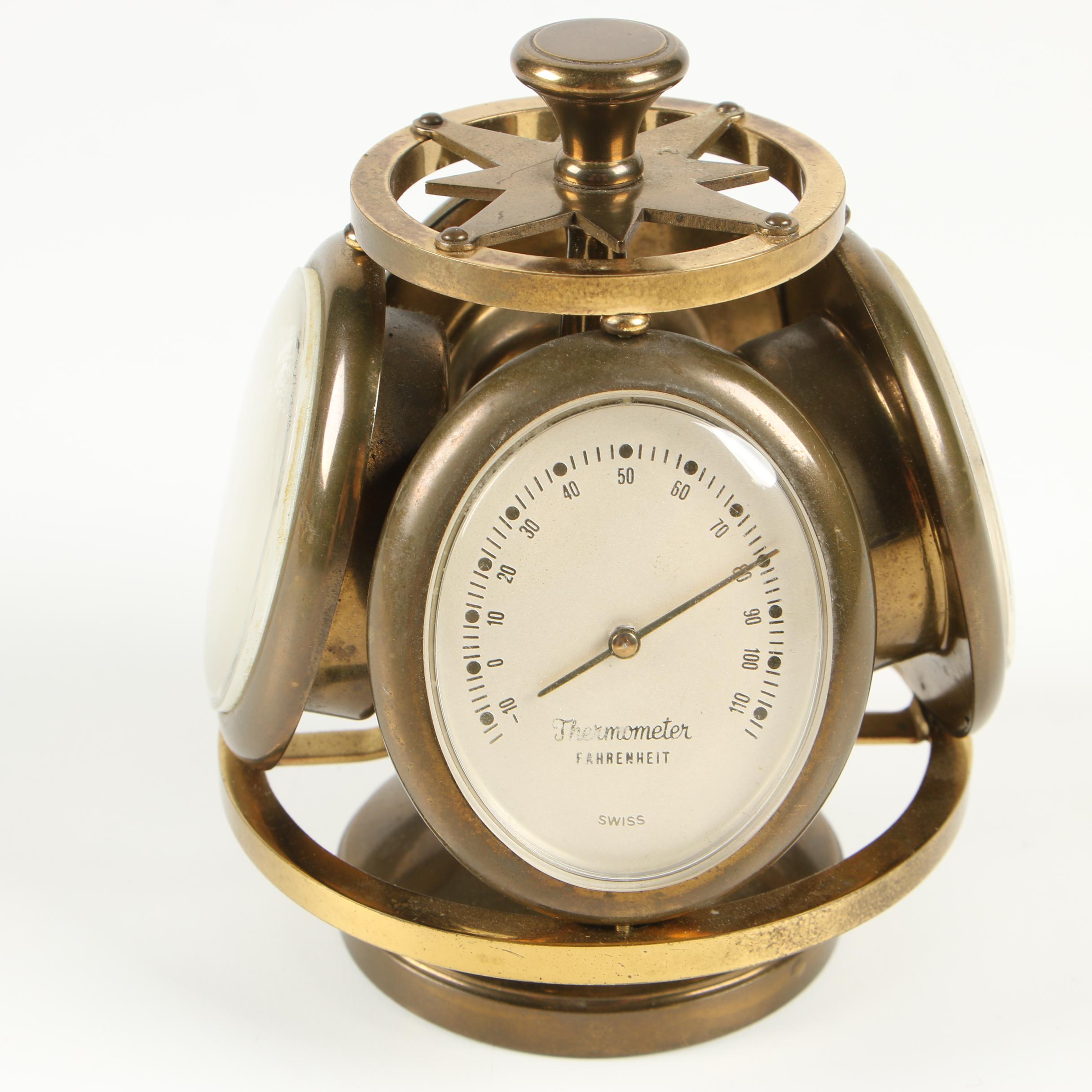 Swiss Remembrance Compendium Desk Clock, Mid-Century